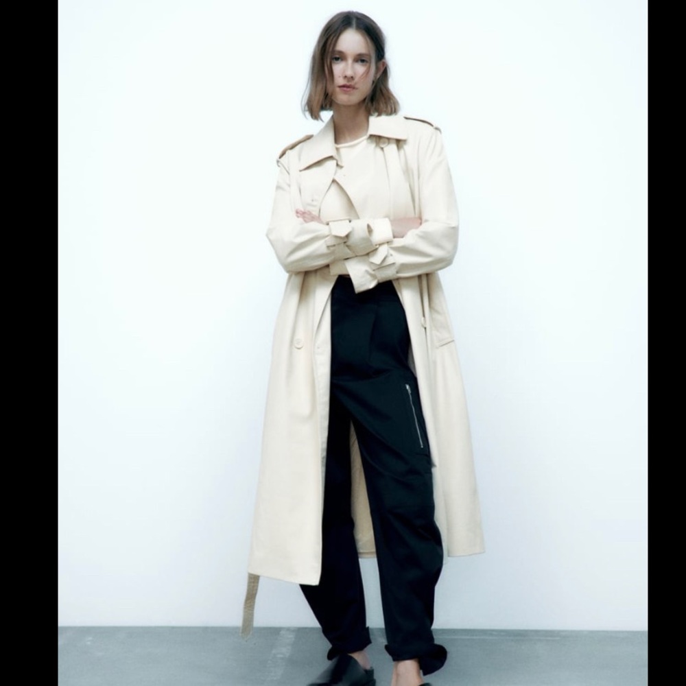 NWT Belted faux leather trench/ Xl